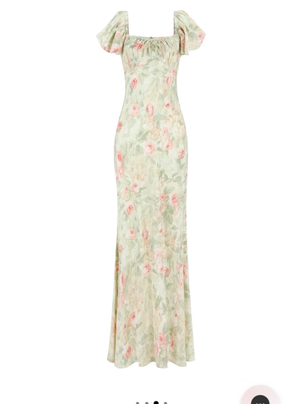 Selkie Sage Green Maxi Dress with Pink Rose Print - Picture 3 of 4